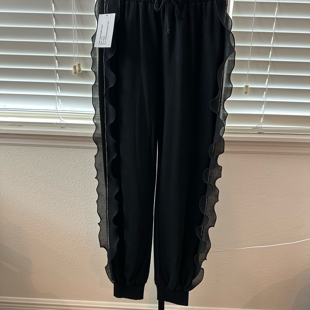 Rhinestone and Ruffle Jogger - Picture 2 of 7